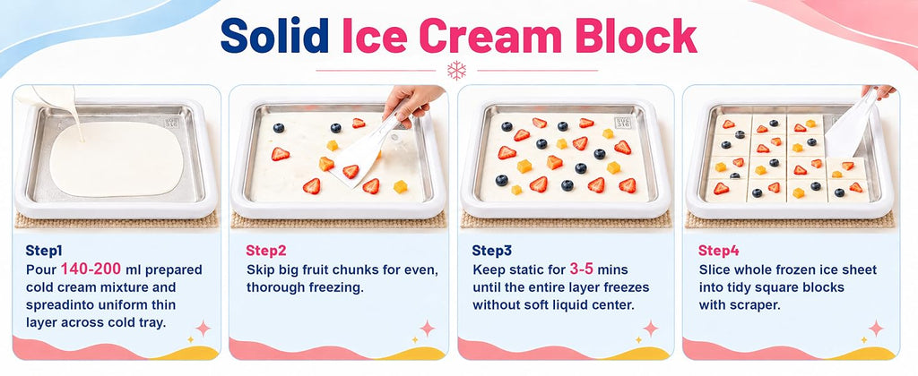 Rolled Ice Cream Maker,  Freeze Tray Ice Cream Maker,Homemade DIY Ice Cream Rolled Maker for Fun Family Activities, Rolled Ice Cream Tray for Yogurt, Sorbetand and Gelatod, White
