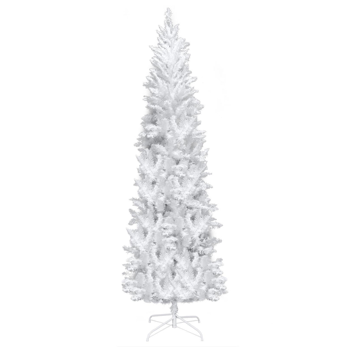 EasingRoom 7.5 FT White Artificial Christmas Tree Slim Skinny Tree with Pre-Lit Lights 1050 Tips White