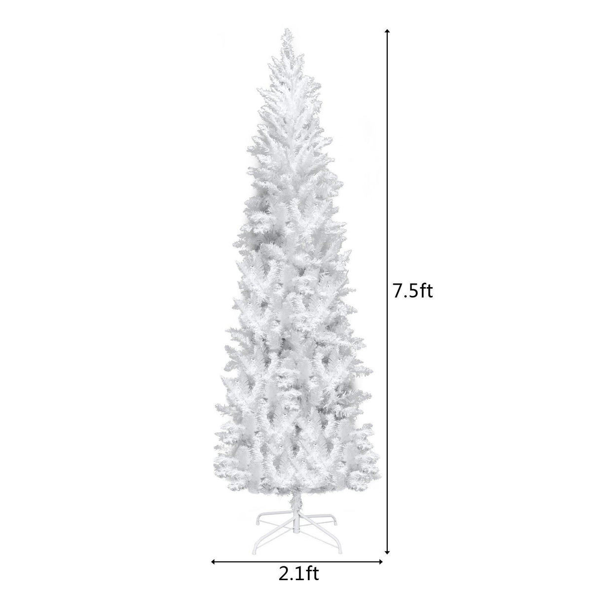 EasingRoom 7.5 FT White Artificial Christmas Tree Slim Skinny Tree with Pre-Lit Lights 1050 Tips White