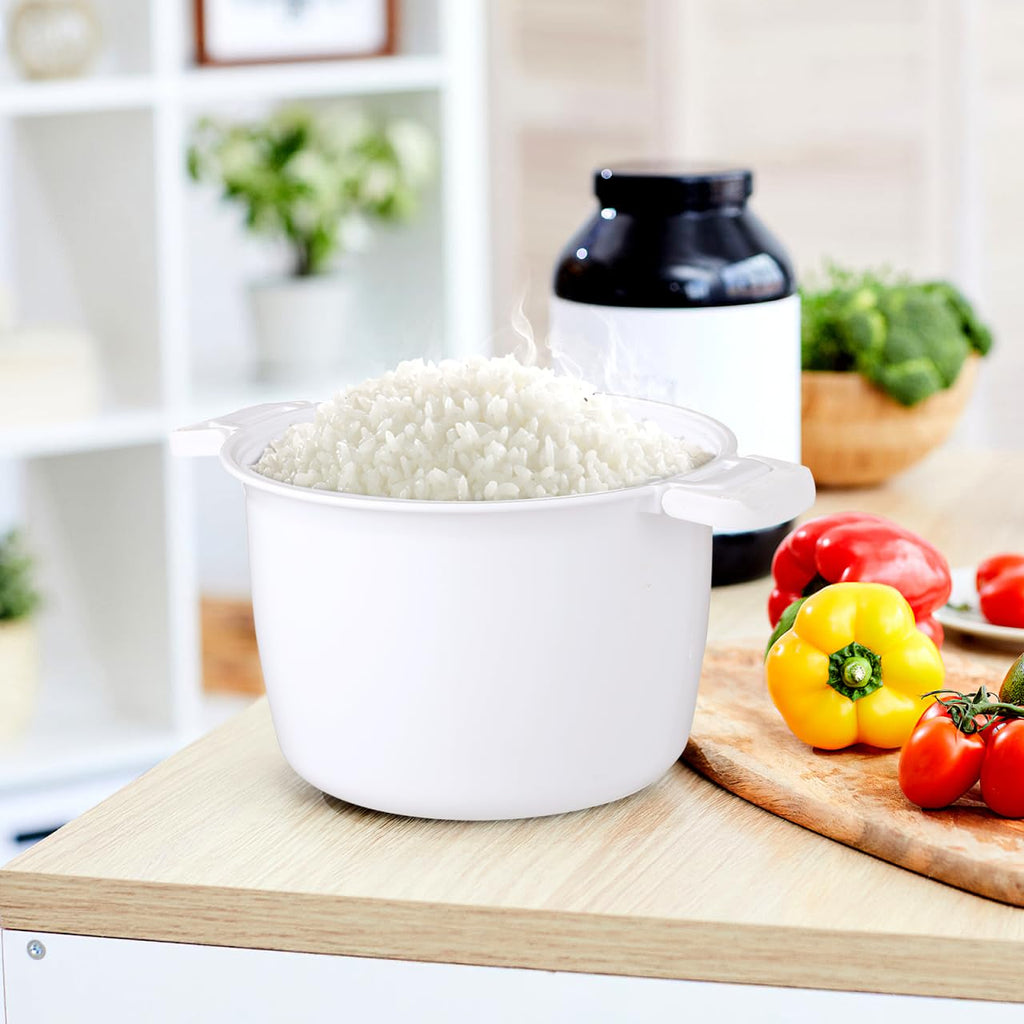 Microwave Rice Cooker 2 Quart, Microwave Steamer for Vegetables, 1.8L Professional LarMicro Cookware for Grains, Pasta & Potatoes - BPA Free, Dishwasher Safe