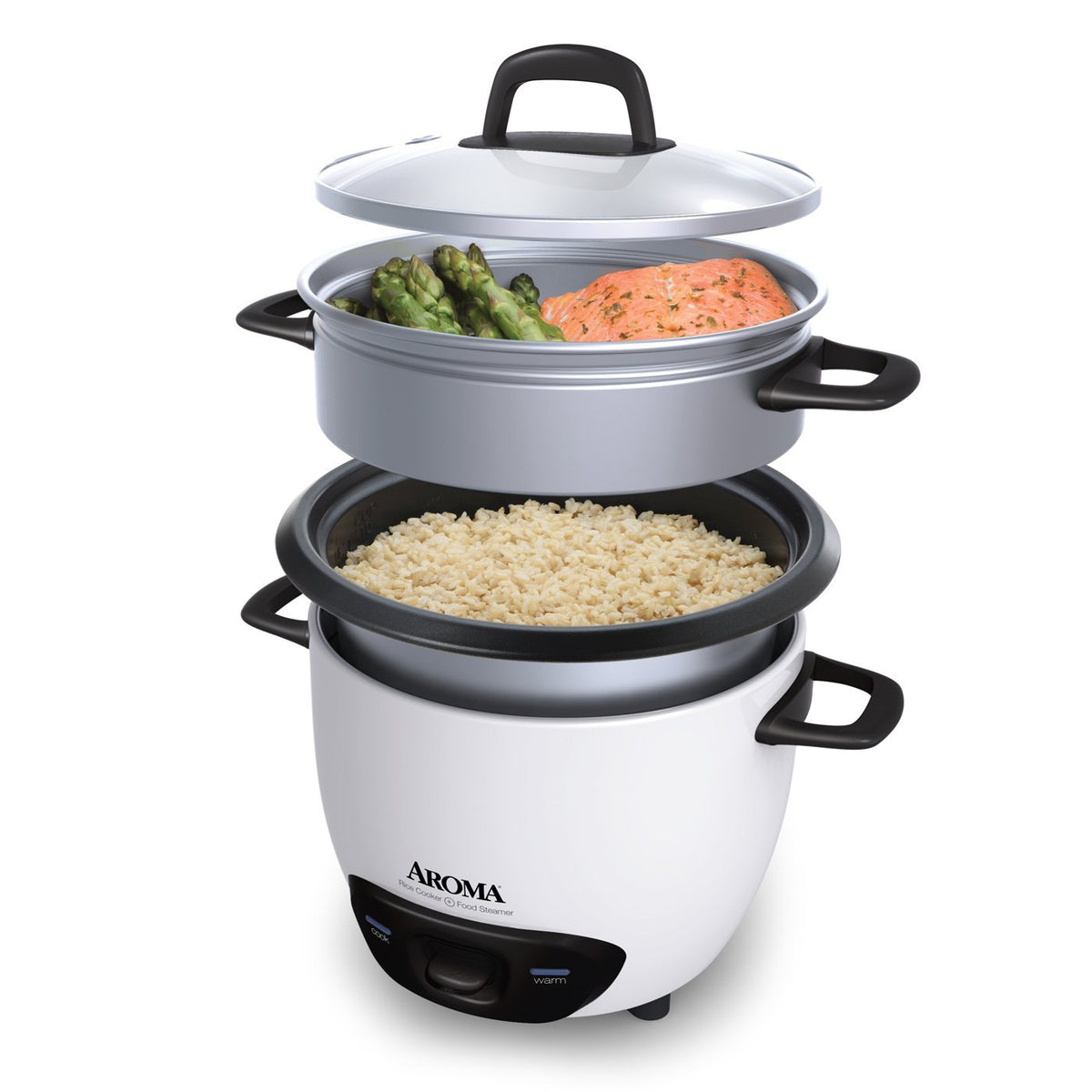 Housewares 14-Cup (Cooked) (7-Cup UNCOOKED) Pot Style Rice Cooker and Food Steamer (ARC-747-1NG),White