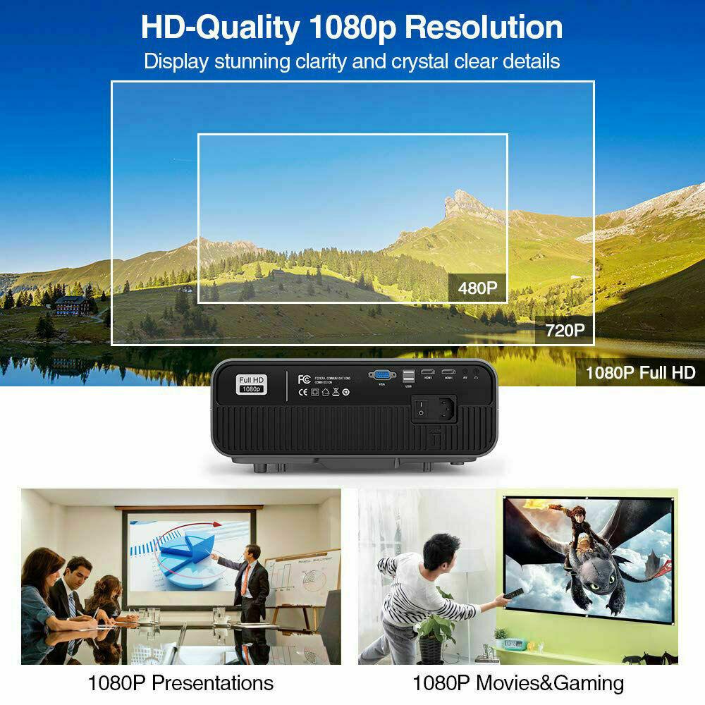 eug 8500lm projector native 1080p home theater movie tv sports hdmi usb vga gift