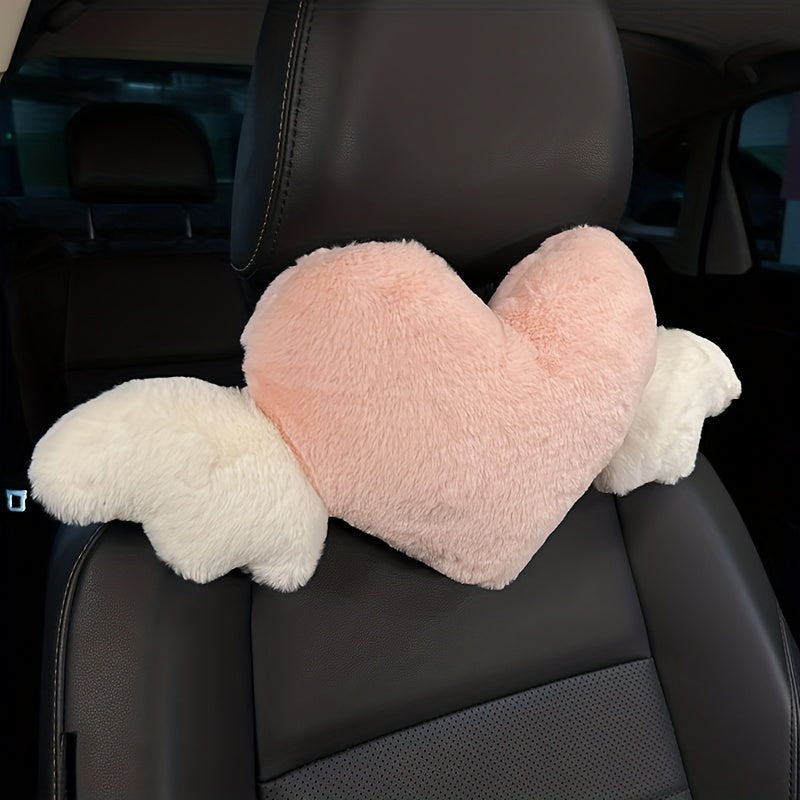 1pc Cute Cartoon Car Headrest Pillow, Neck Support Pillow, Cartoon Duck Love Heart Back Waist Pillow Seat Back Cushion Car Interior Decoration