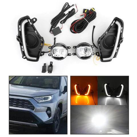 Pair LED DRL Driving Lamp Fog Light Wiring Switch Kit For Toyota RAV4 2019-2023 Generic
