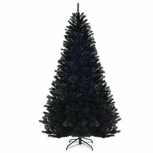 7.5 Feet Hinged Artificial Halloween Christmas Tree - Color: Black - Size: 7.5'