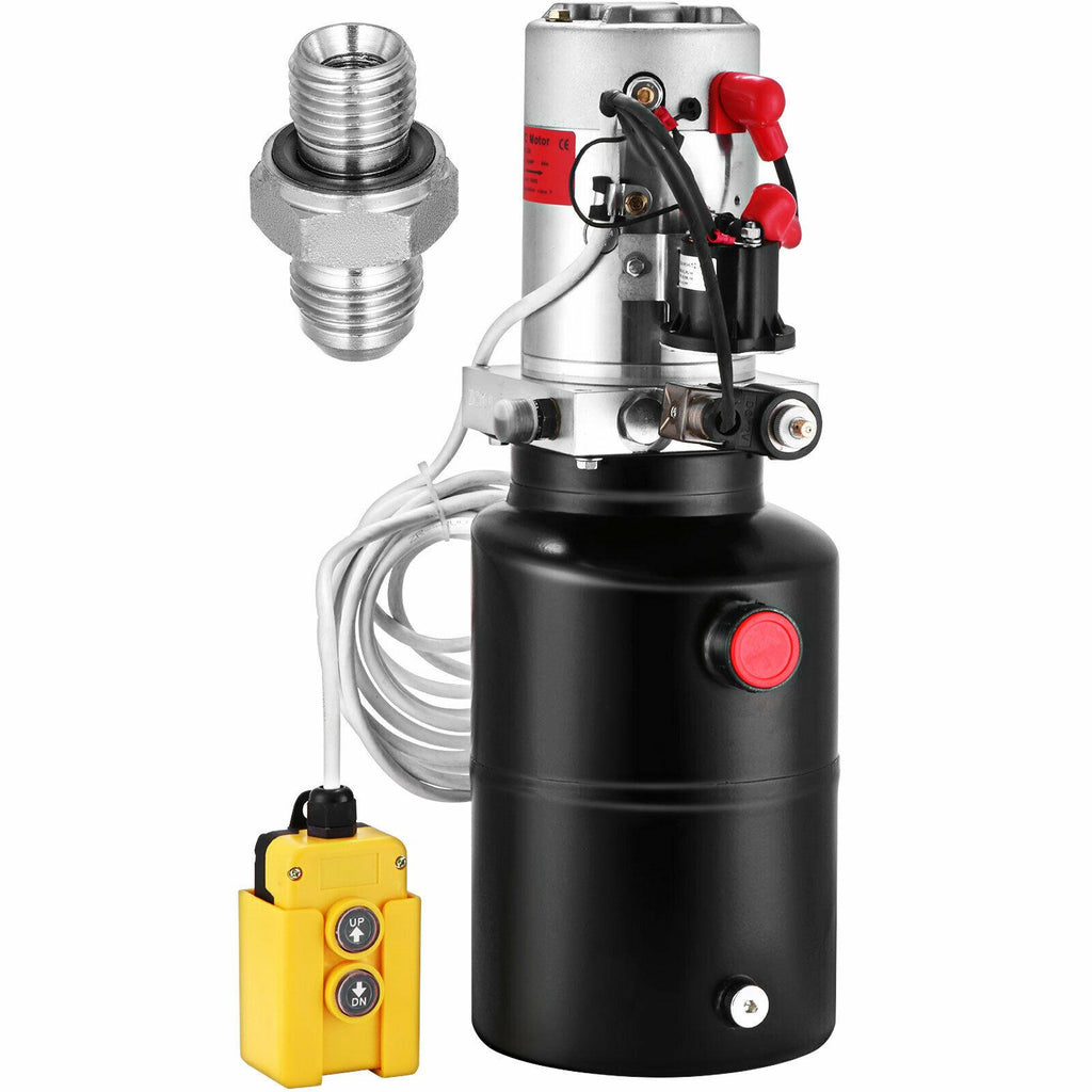 6 Quart 12V Single Acting Hydraulic Pump Dump Trailer Unloading Lift Unit Pack