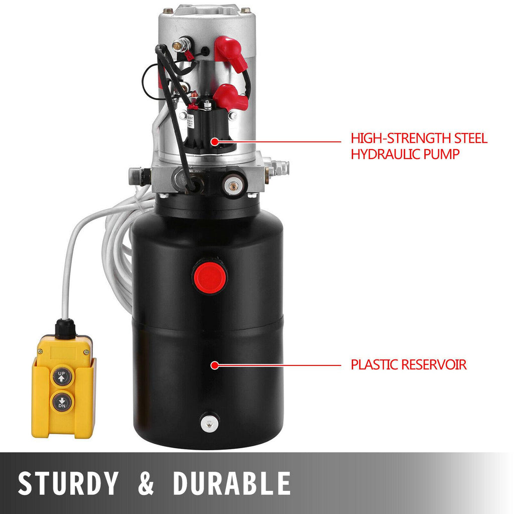 6 Quart 12V Single Acting Hydraulic Pump Dump Trailer Unloading Lift Unit Pack