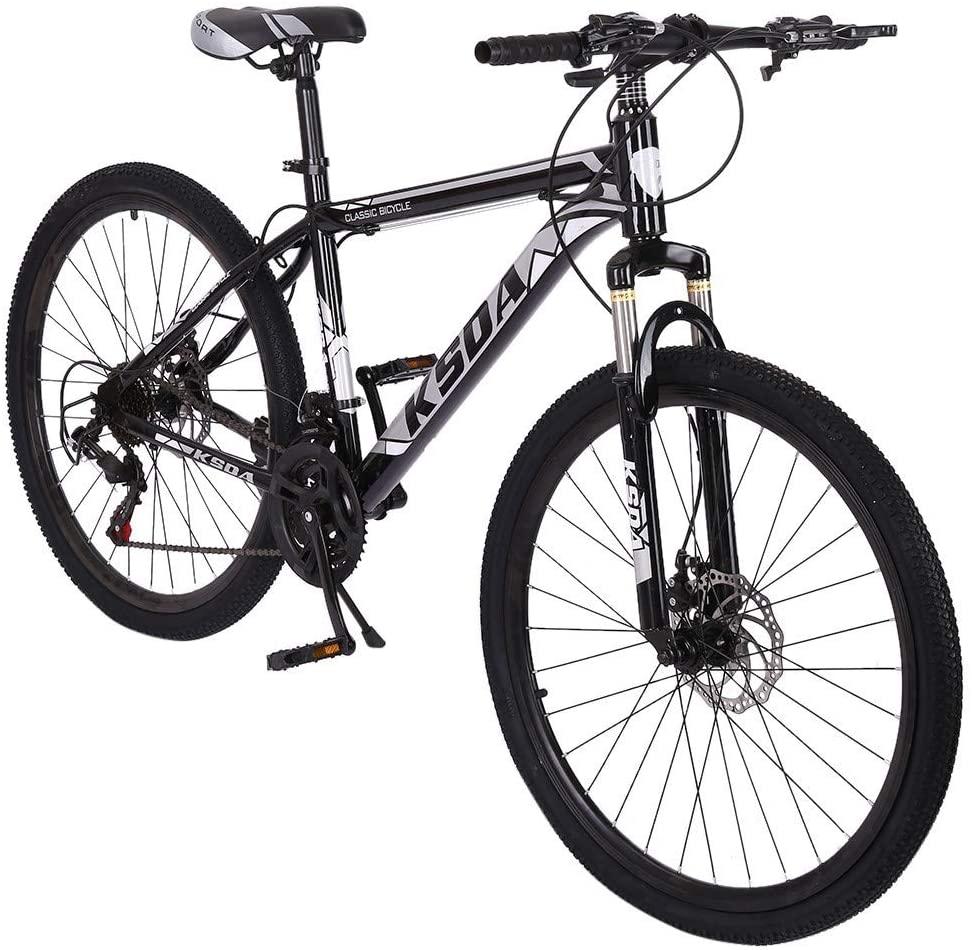 26 Inch Mountain Bike,21 Speed Bicycle with Full Suspension, Adult Road Offroad City Bike, Full Suspension MTB Cycling Road Racing with Anti-Slip Double Disc Brake for Men Women [US in Stock]
