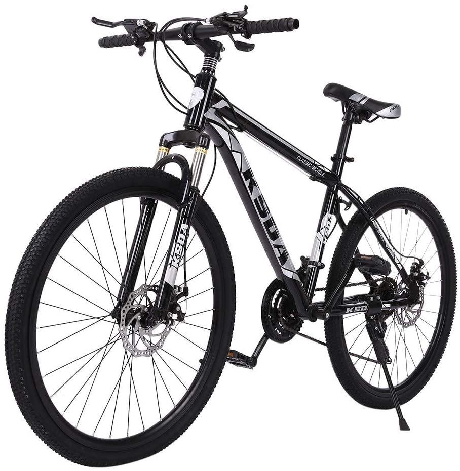 Road/Adult/Mens/Womens/GirlsBoy Mountain Bike, Aluminum Frame Bike with Linear Pull Brakes,Full Suspension| 26 Inch All-Terrain Bicycle with Front Suspension Adjustable Seat (Black)