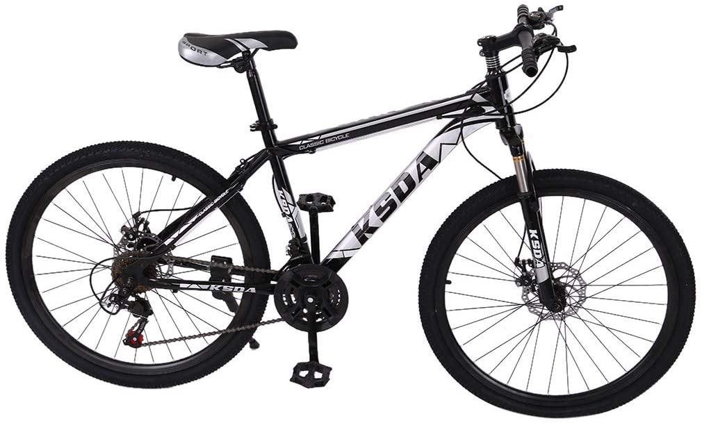26 Inch Mountain Bike,21 Speed Bicycle with Full Suspension, Adult Road Offroad City Bike, Full Suspension MTB Cycling Road Racing with Anti-Slip Double Disc Brake for Men Women [US in Stock]