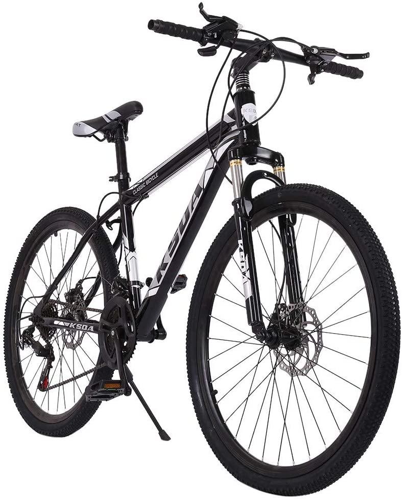 Road/Adult/Mens/Womens/GirlsBoy Mountain Bike, Aluminum Frame Bike with Linear Pull Brakes,Full Suspension| 26 Inch All-Terrain Bicycle with Front Suspension Adjustable Seat (Black)