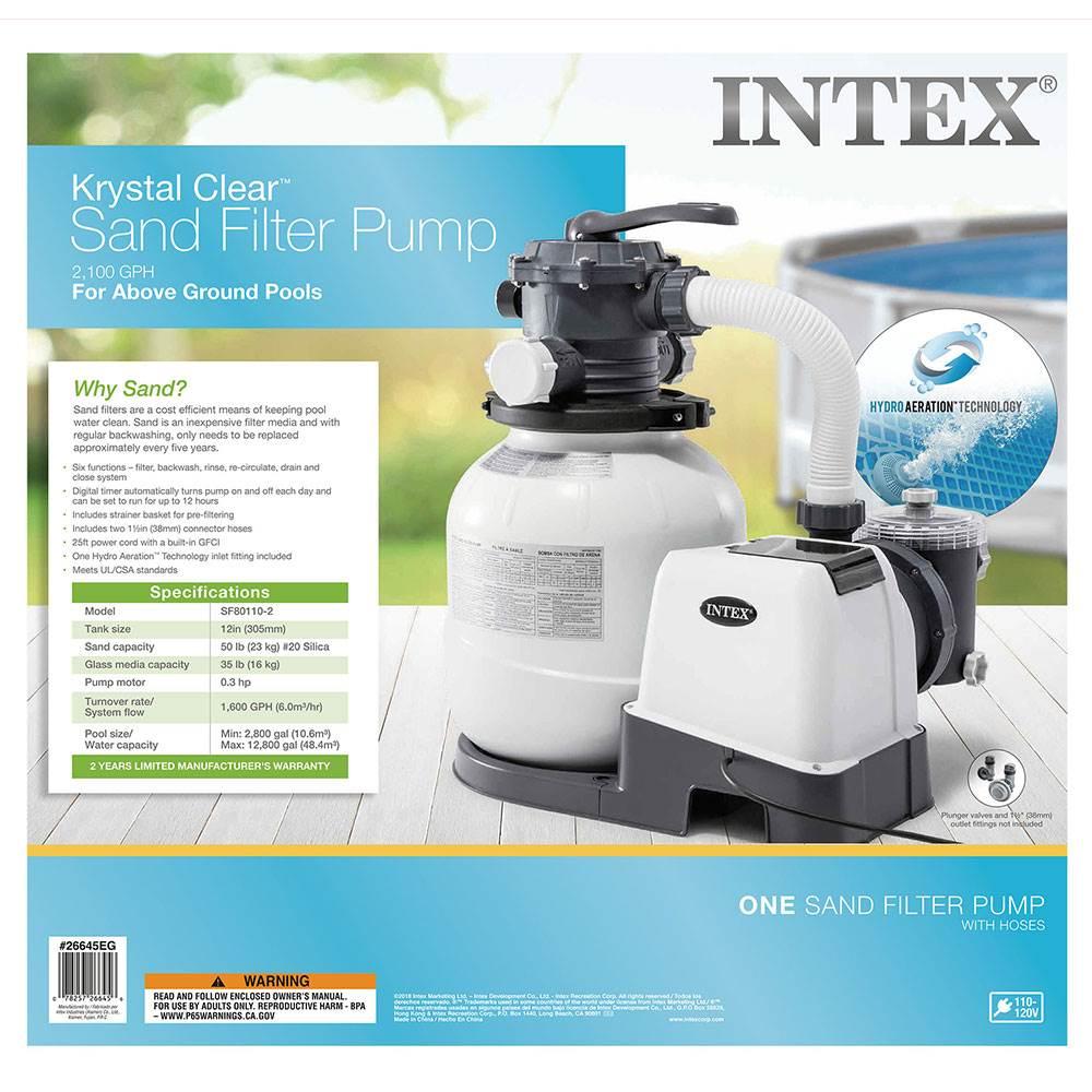 intex 2100 gph pool sand filter pump w/krystal clear saltwater system