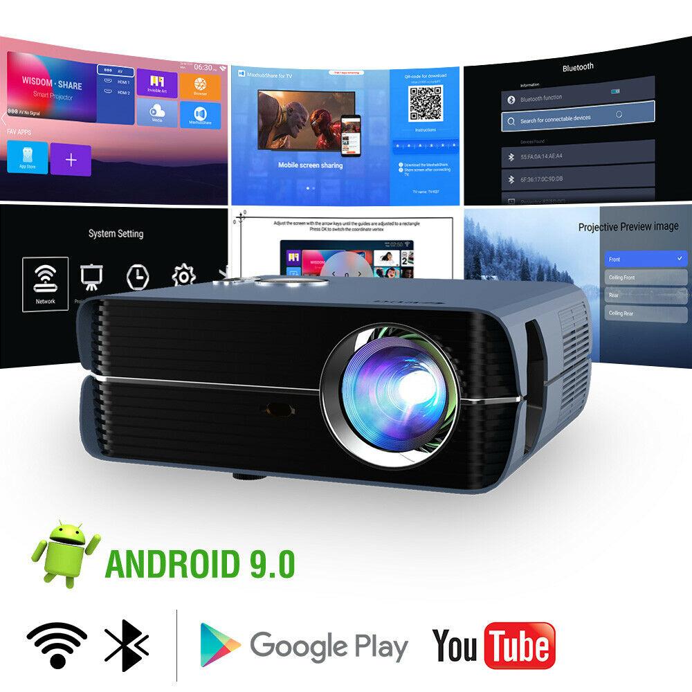 2024 smart home theater projector android 9.0 native 1080p bt5.0 zoom airplay tv