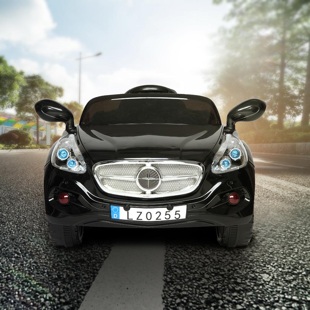 Electric Kids Ride On Cars 12V Battery Stroller Double Drive Motorized Vehicles W/ Wheels Suspension,2.4G Remote Control, Music,Radio, LED Headlights, Horn--Black