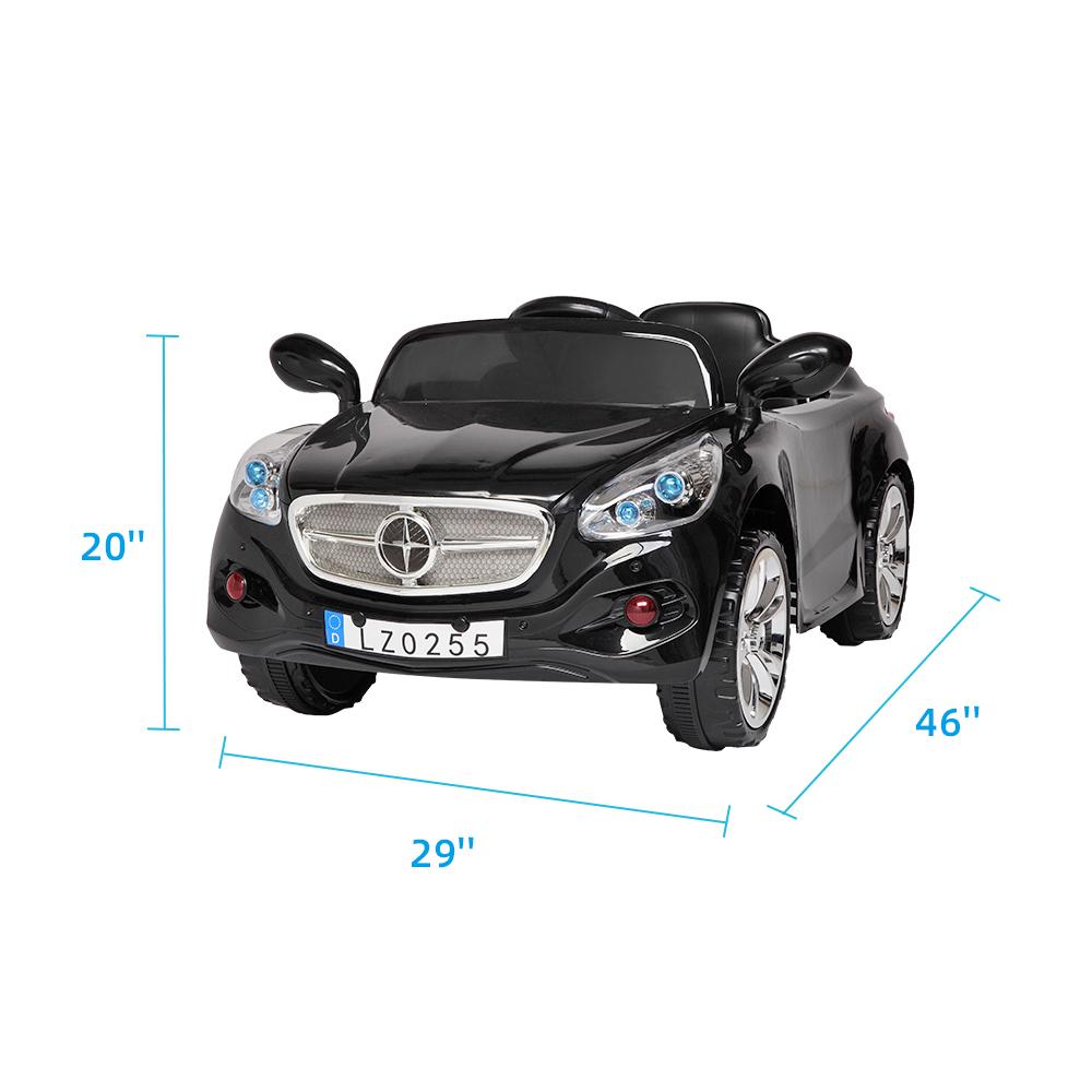 Electric Kids Ride On Cars 12V Battery Stroller Double Drive Motorized Vehicles W/ Wheels Suspension,2.4G Remote Control, Music,Radio, LED Headlights, Horn--Black