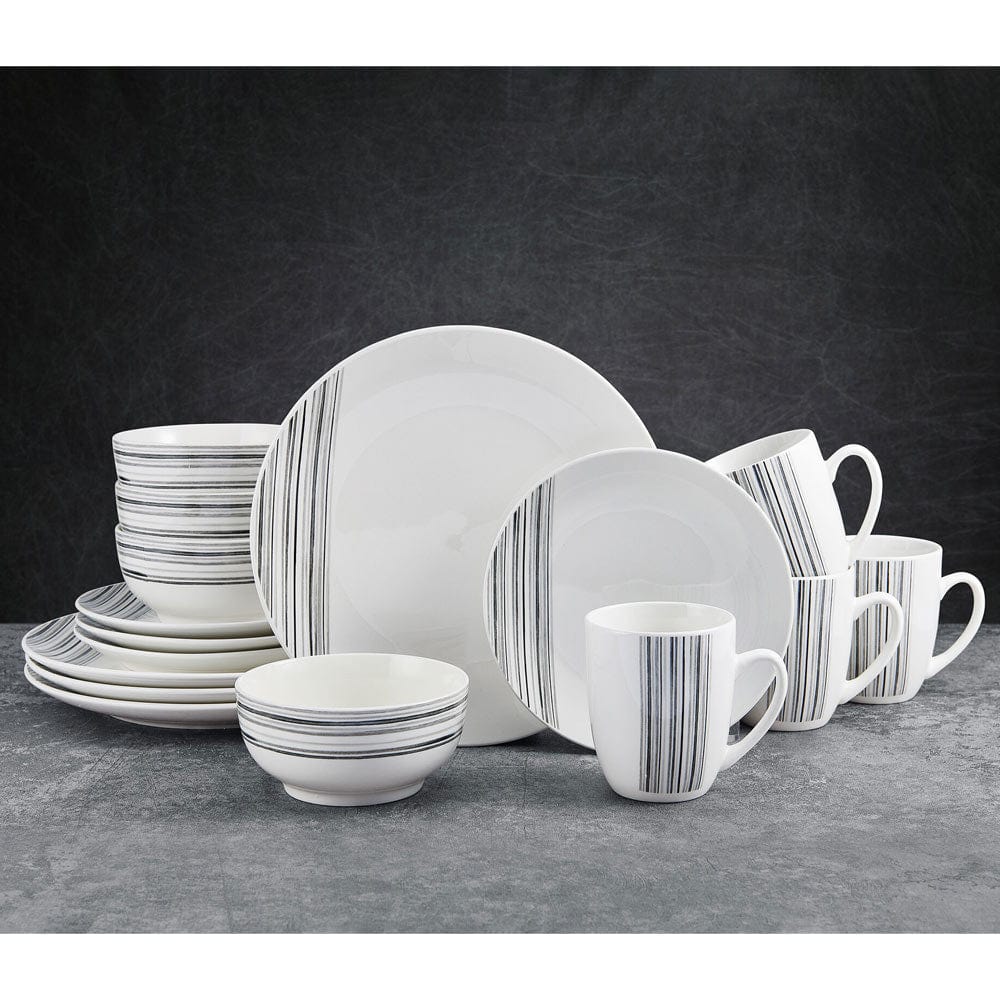 Brushed Lines 16 Piece Dinnerware Set, Service for 4