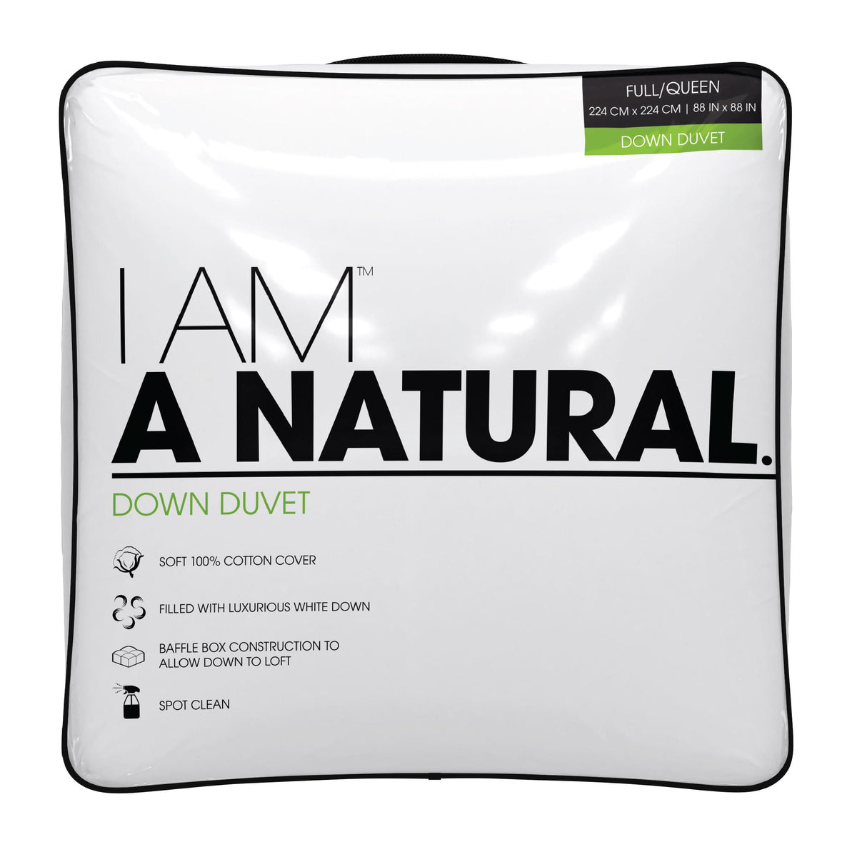 I AM Natural Down Duvet-Comforter in White with 550 FP in 68"x88"