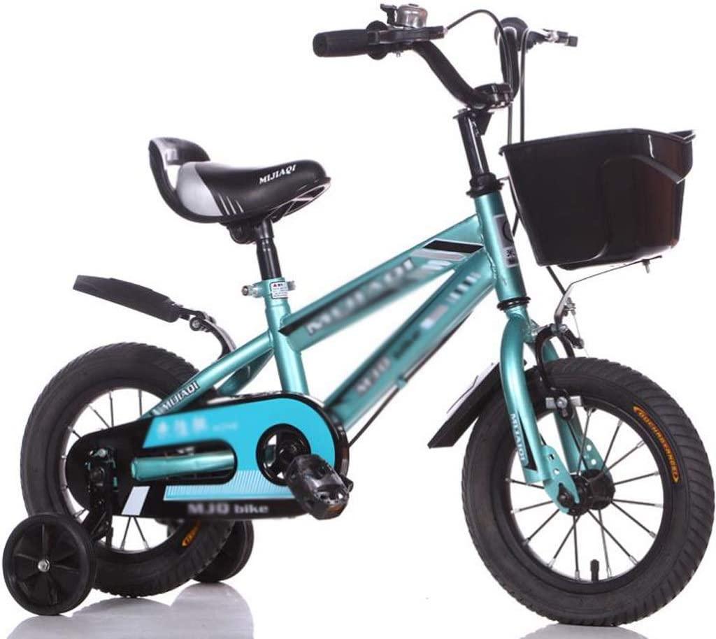 JLFSDB Kids Bike BMX Bike for Kids Boys Girls Bicycle Kids Bike Boys Girls Freestyle Bicycle 12 14 16 18 inch with Basket &amp; Training Wheels, Child's Bike (Color : Green, Size : 18inch)