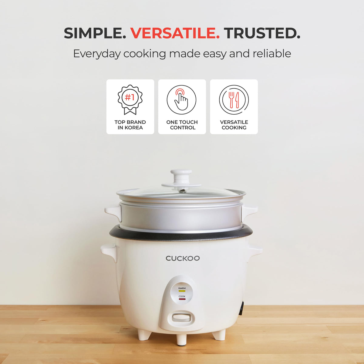One Touch Rice Cooker 12-Cup Cooked, Small Rice Cooker & Warmer with Steamer Tray, Versatile Grain Cooker, Soup Maker, Auto Keep Warm, 6-Cup Uncooked, White (CR-0601C)