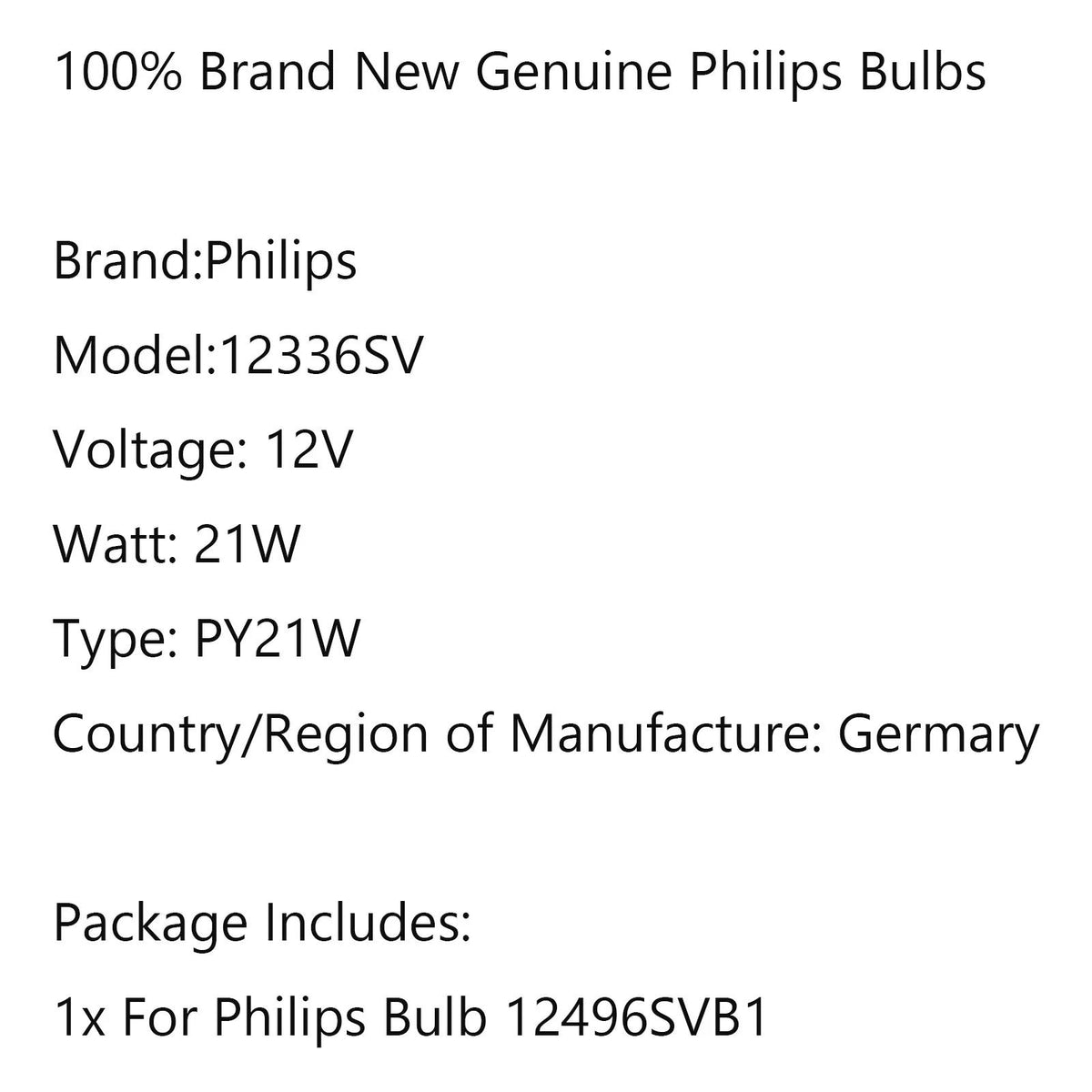 For Philips Xenon SilverVision PY21W 12V21W BAU15S 12496SVB1 Signalling Lamps Generic