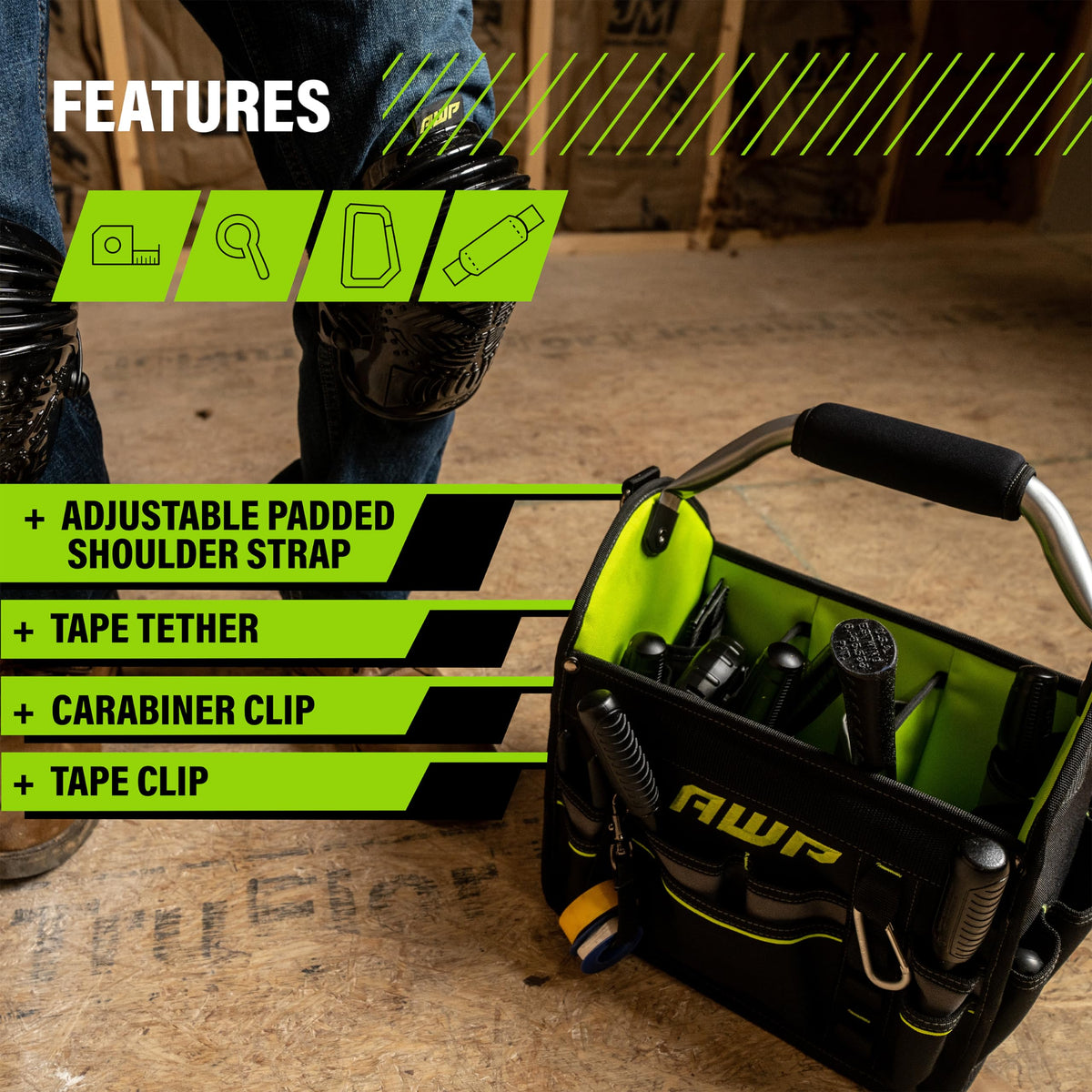 Tool Bags, Premium Tool Bag, Black, Durable Tool Tote, for Professionals and Contractors