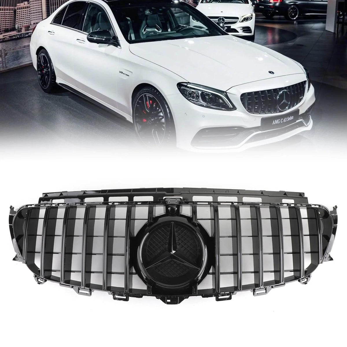 2016-2023 Benz W213 E-Class AMG Front Grill W/ CAMERA & Logo Grille Replacement Generic