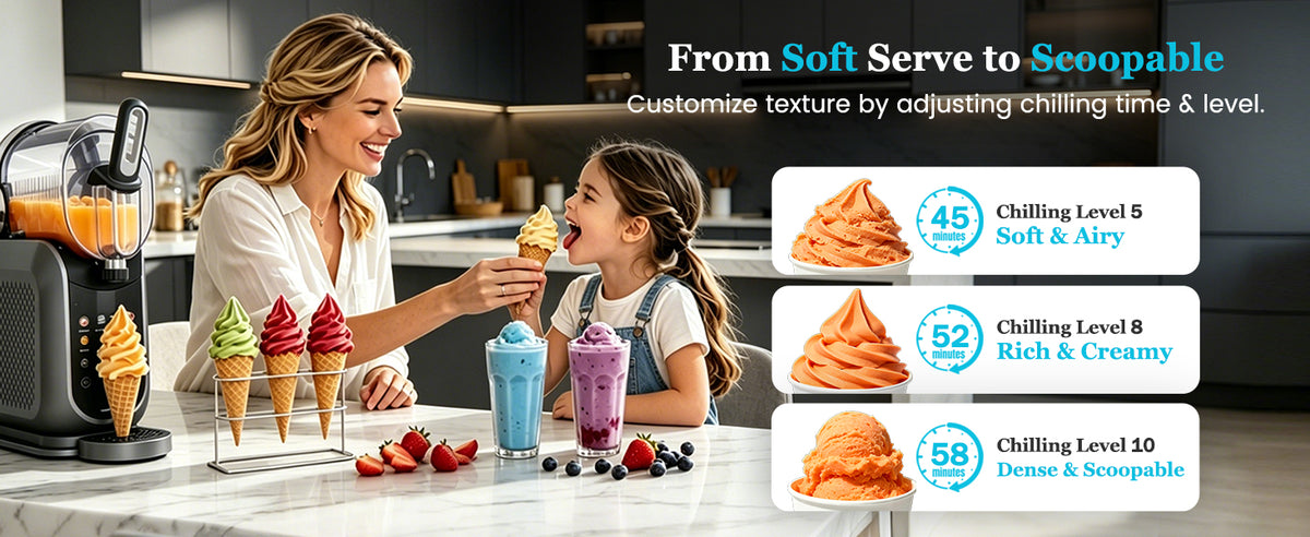 88oz Slushie Machine & Soft Serve Ice Cream Maker | No Ice Needed, Self-Cleaning, Frozen Drink Machine for Ice Cream, Margaritas, Frappés, Milk Shake, Frozen Juice, Frappé