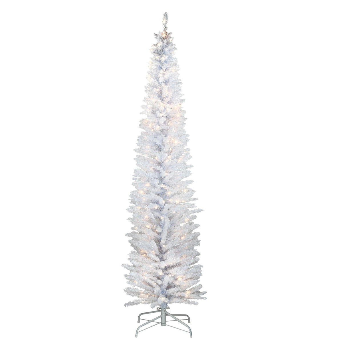 7' Pre-Lit White Iridescent Tinsel Artificial Christmas Tree - Clear Lights