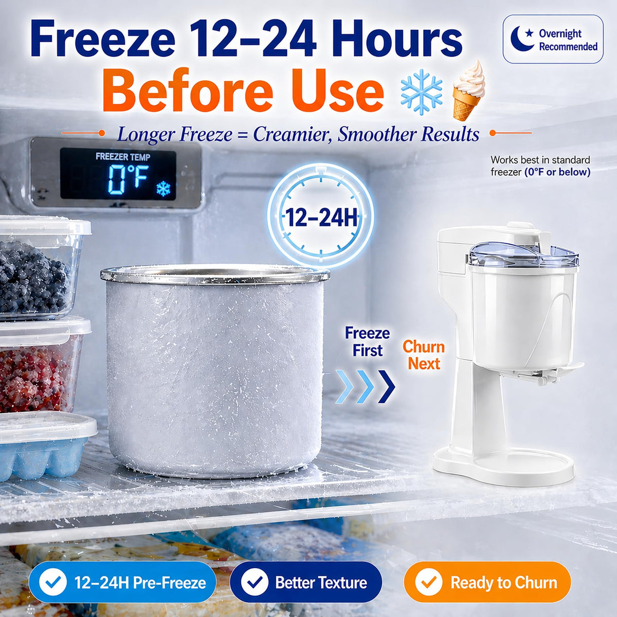 Electric 1.0 Qt Soft Serve Ice Cream Machine with Freezer Bowl, Countertop Ice Cream Maker Machine, Homemade Ice Cream Swirl, Sorbet & Frozen Yogurt Maker, Easy to Clean,Fast Churn 20-35 Minutes