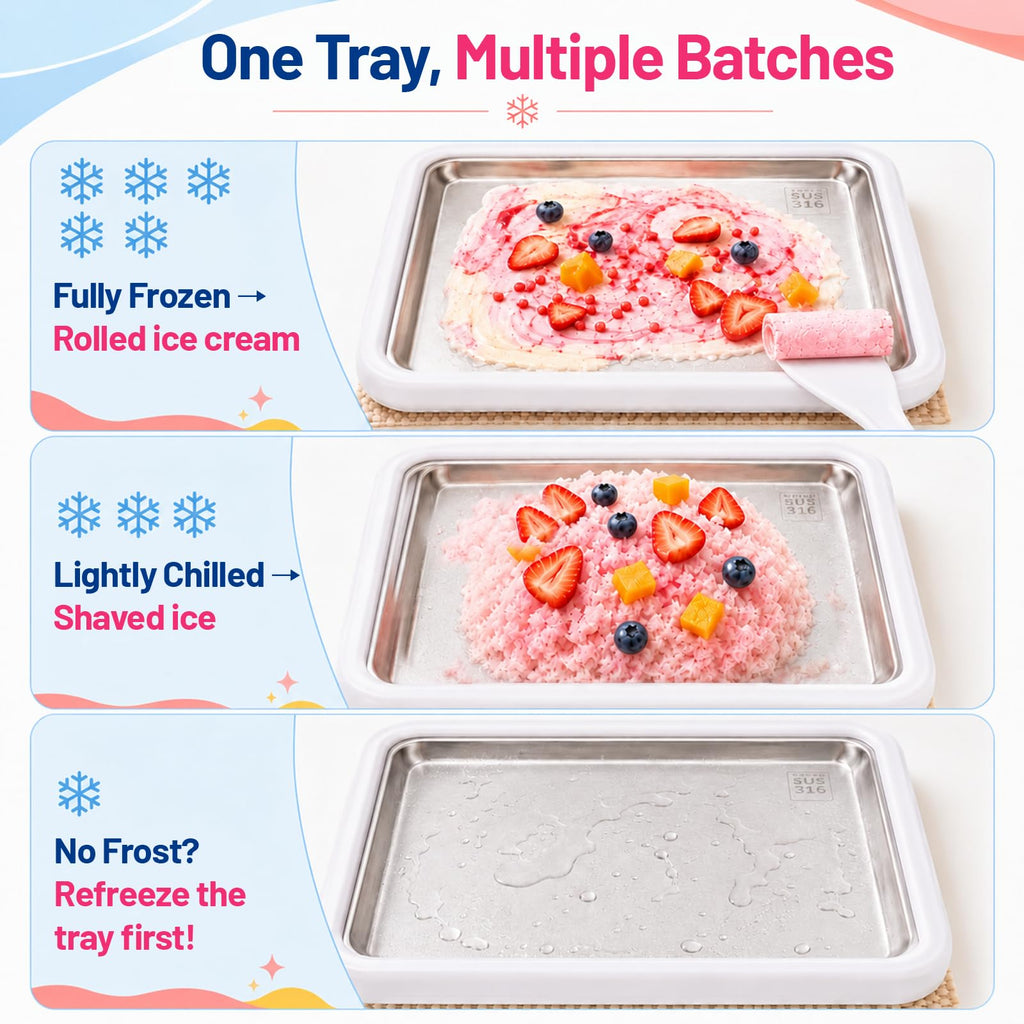 Rolled Ice Cream Maker,  Freeze Tray Ice Cream Maker,Homemade DIY Ice Cream Rolled Maker for Fun Family Activities, Rolled Ice Cream Tray for Yogurt, Sorbetand and Gelatod, White