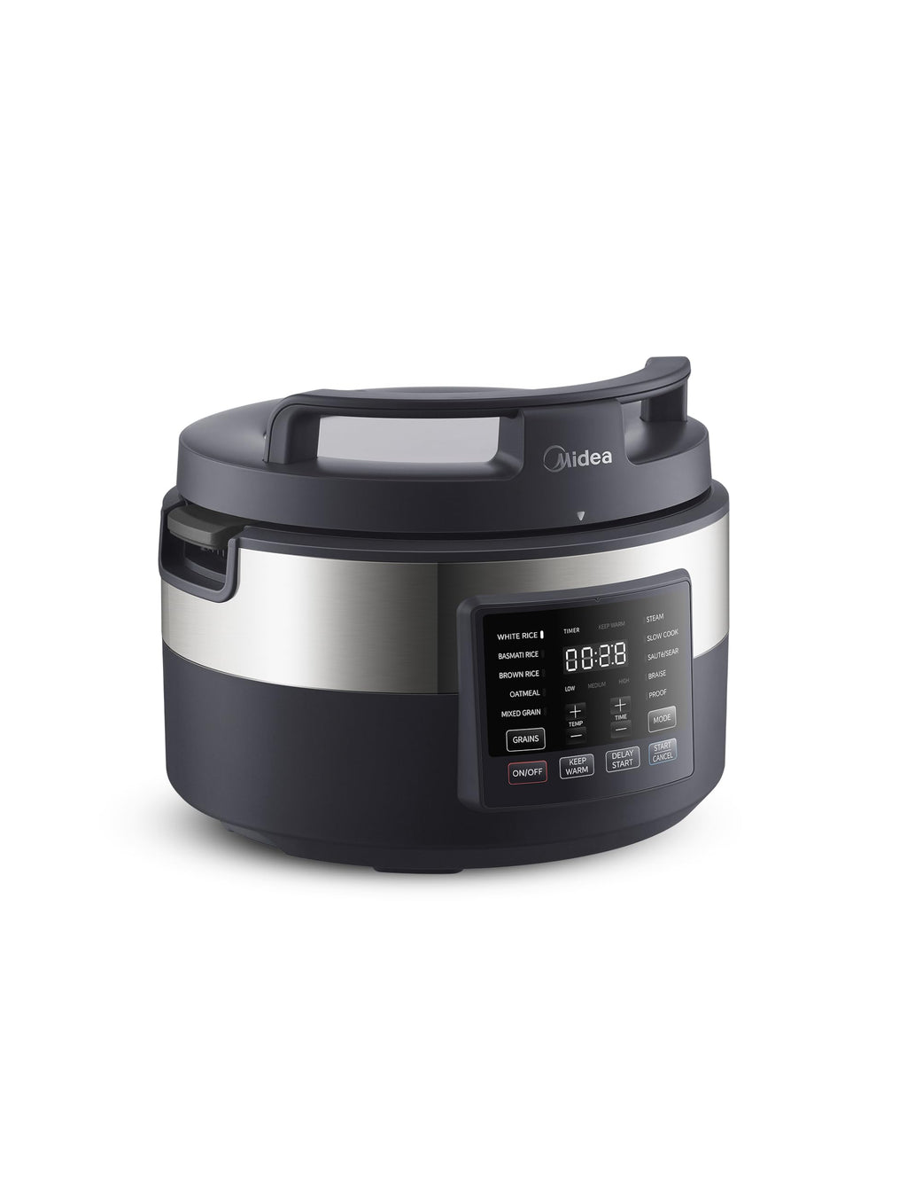 Rice Cooker for 8-Cups Uncooked Rice with 10 Multifunction CooPrograms Including Sauteing, Steaming, and Simmering, Features a Non-Stick Inner Pot with Handles and Glass Lid