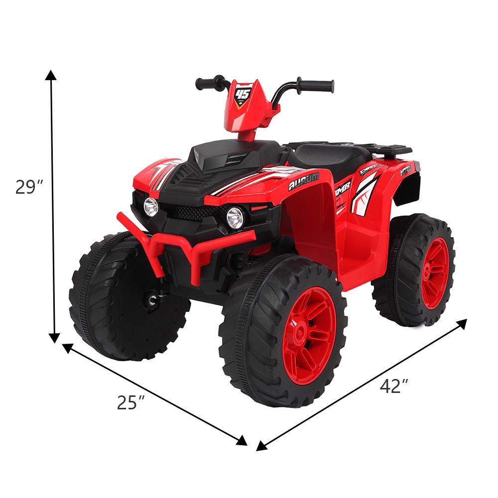 12V Battery Powered Kids Electric Vehicle, Ride on Car ATV for Kids, 4 Wheeler Quad with Headlights, MP3, USB, Volume Control, LarSeat, Electric Ride on Toys for Boys Girls, Two Speed Mode, Q11311
