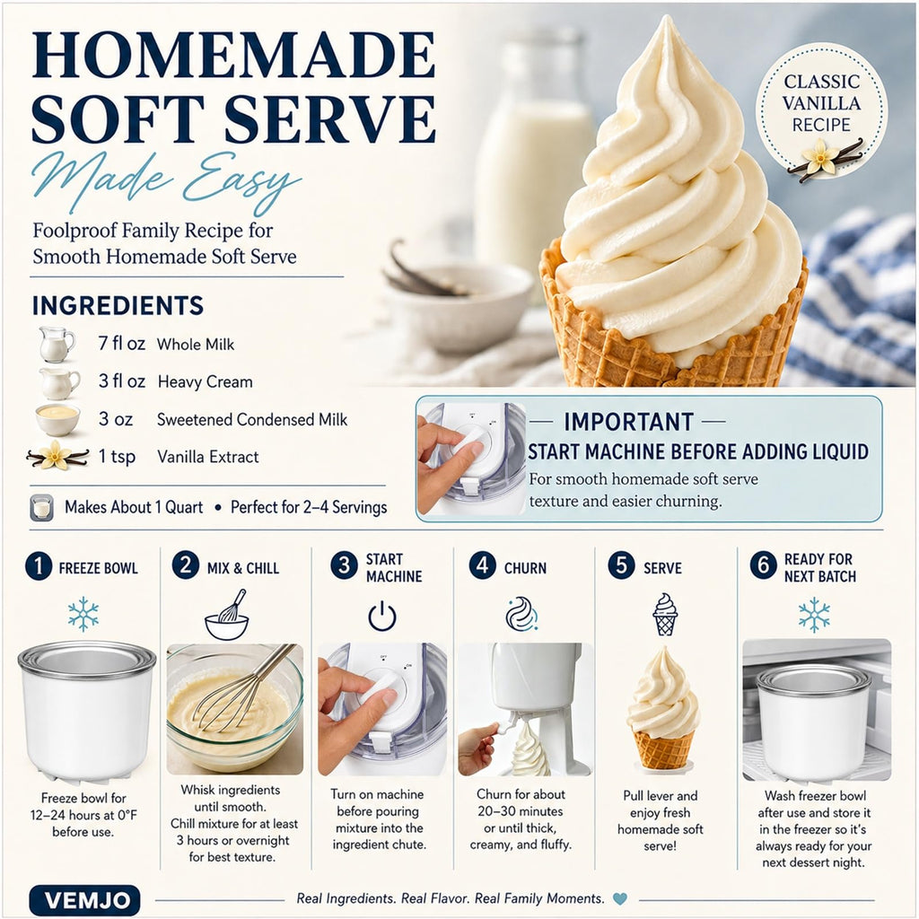 Soft Serve Ice Cream Maker for Home, 1 Quart Ice Cream Machine with Freezer Bowl, Dispensing Lever & Ingredient Chute, Frozen Yogurt, Gelato & Sorbet Maker, Countertop Dessert Machine
