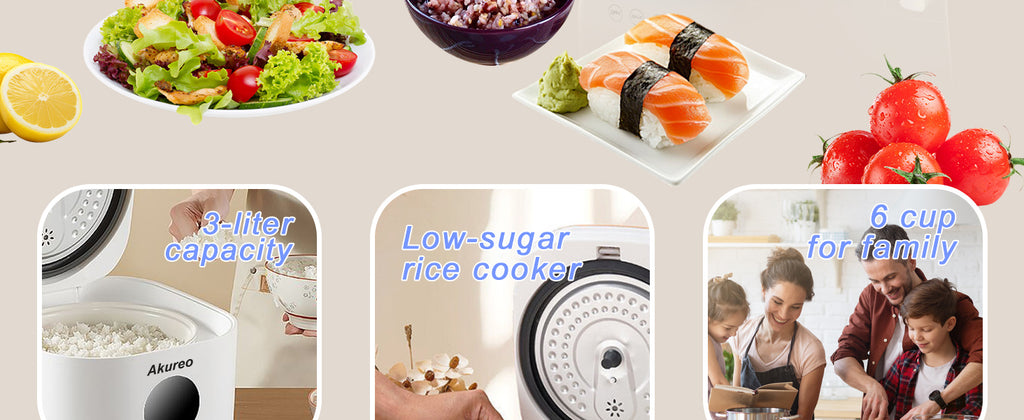 3L Healthy Low Carb Rice Cooker, Low Sugar Digital Steamer,Porridge,Soup, Rice,White Rice, Steel Filter Basket，5 CooFunctions,24H Timer & Auto Keep Warm