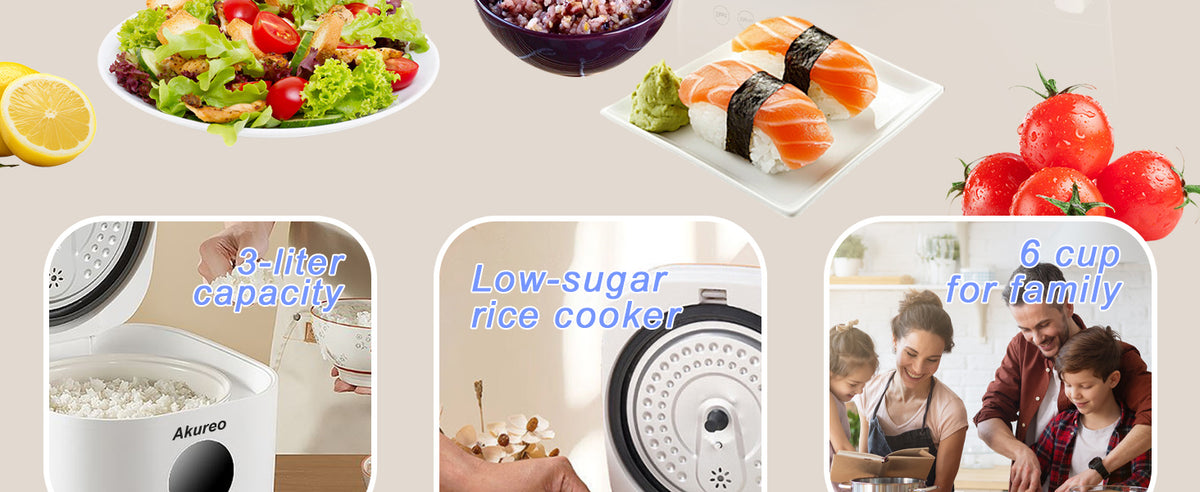 3L Healthy Low Carb Rice Cooker, Low Sugar Digital Steamer,Porridge,Soup, Rice,White Rice, Steel Filter Basket，5 CooFunctions,24H Timer & Auto Keep Warm