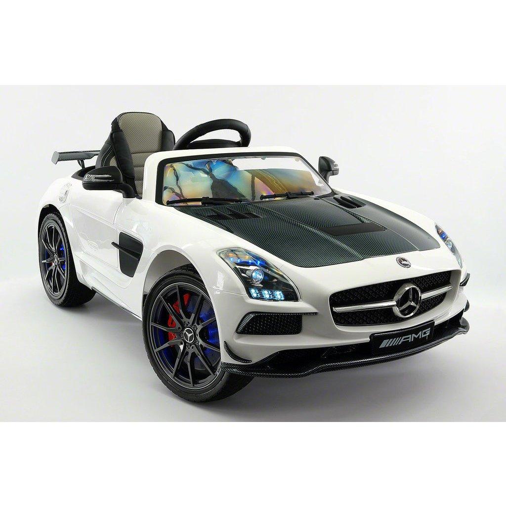 2023 LICENSED MERCEDES SLS AMG FINAL EDITION,12V ELECTRIC KIDS RIDE-ON CAR,GIRLS&BOYS,3-6 YEARS,MP3+MP4 COLOR LCD ENTERTAINMENT SYSTEM,RUBBER TIRES,LEATHER SEAT,LED BODY TRIM,PARENTAL REMOTE|WHITE
