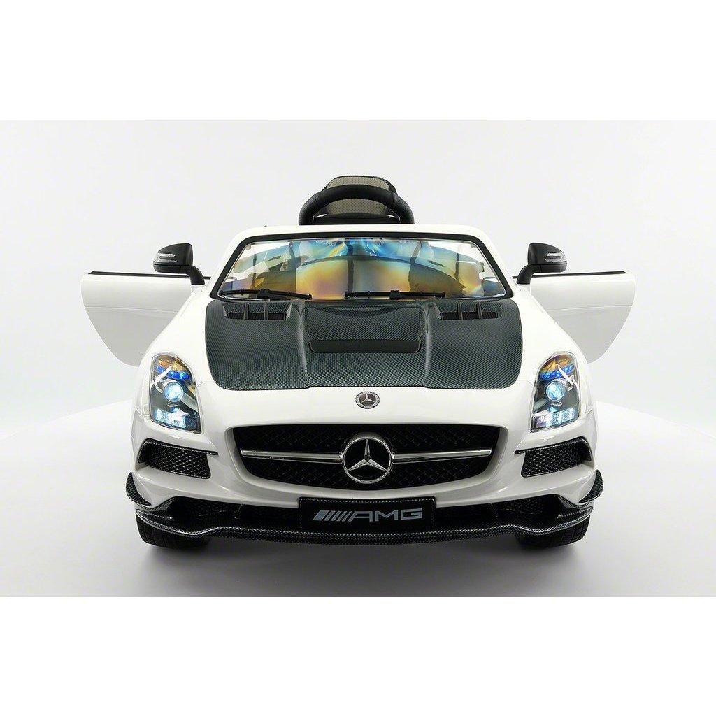 2023 LICENSED MERCEDES SLS AMG FINAL EDITION,12V ELECTRIC KIDS RIDE-ON CAR,GIRLS&BOYS,3-6 YEARS,MP3+MP4 COLOR LCD ENTERTAINMENT SYSTEM,RUBBER TIRES,LEATHER SEAT,LED BODY TRIM,PARENTAL REMOTE|WHITE