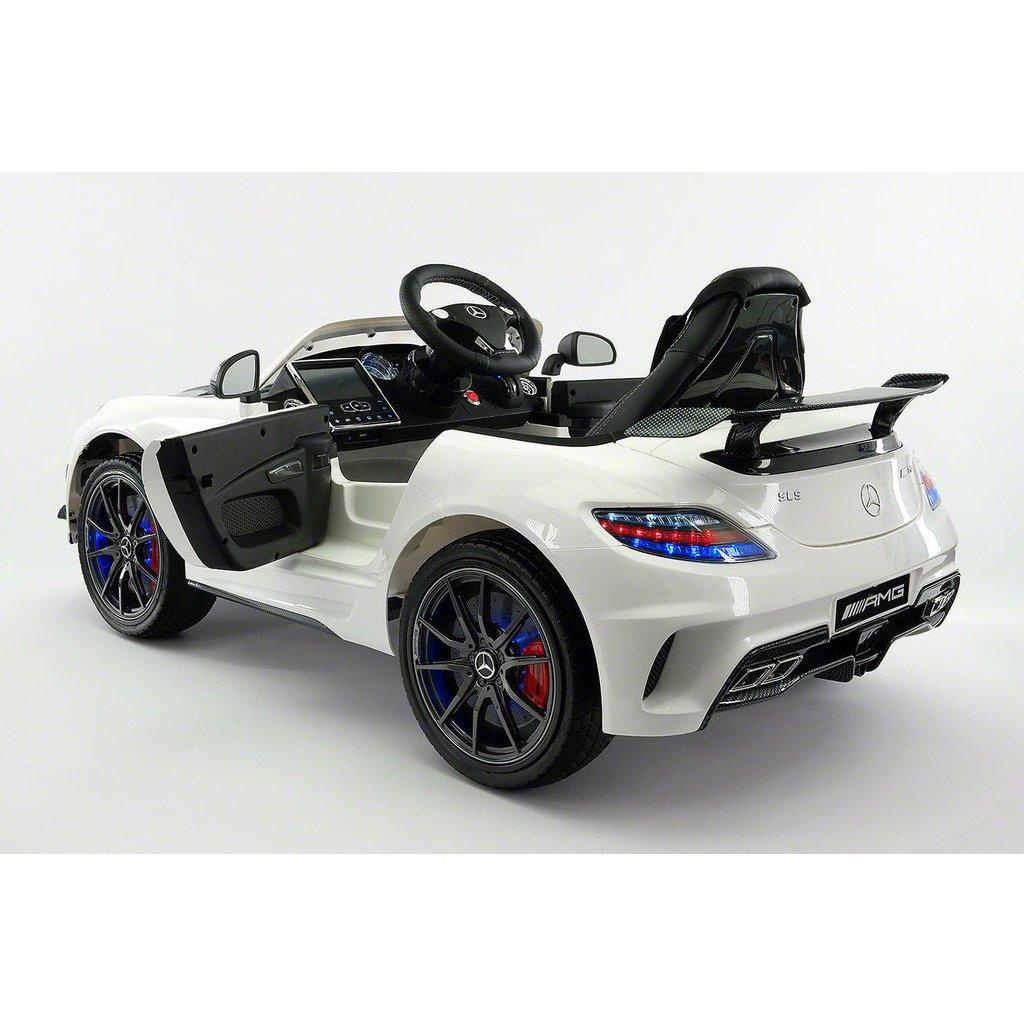2023 LICENSED MERCEDES SLS AMG FINAL EDITION,12V ELECTRIC KIDS RIDE-ON CAR,GIRLS&BOYS,3-6 YEARS,MP3+MP4 COLOR LCD ENTERTAINMENT SYSTEM,RUBBER TIRES,LEATHER SEAT,LED BODY TRIM,PARENTAL REMOTE|WHITE
