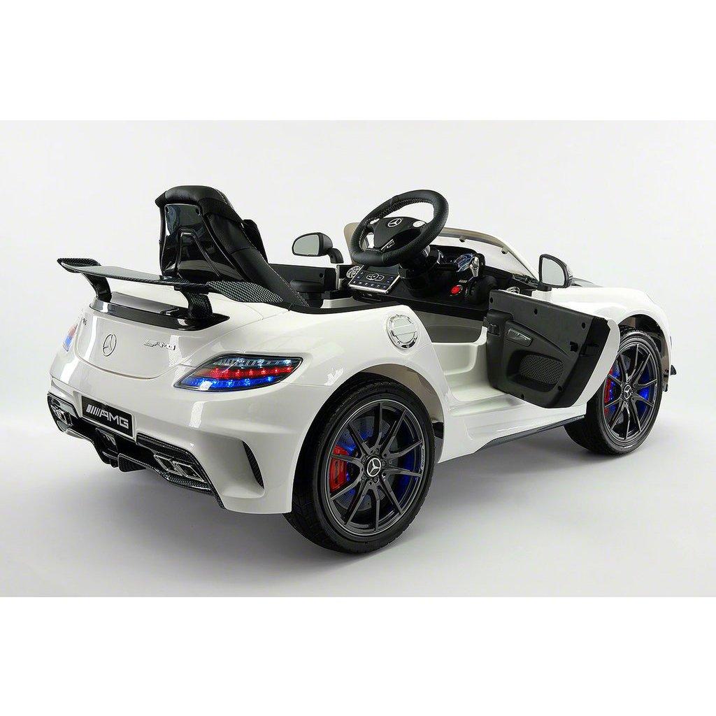 2023 LICENSED MERCEDES SLS AMG FINAL EDITION,12V ELECTRIC KIDS RIDE-ON CAR,GIRLS&BOYS,3-6 YEARS,MP3+MP4 COLOR LCD ENTERTAINMENT SYSTEM,RUBBER TIRES,LEATHER SEAT,LED BODY TRIM,PARENTAL REMOTE|WHITE