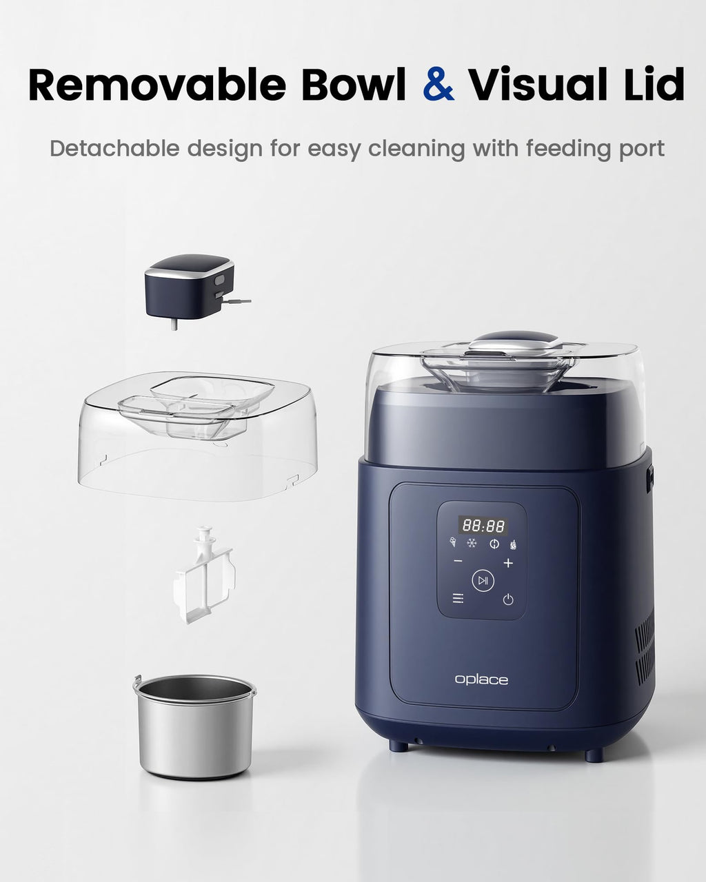 4-in-1 Compressor Ice Cream Maker (1.0Qt), No Pre-Freezing, Automatic Yogurt Maker, Gelato Sorbet Frozen Yogurt Soft Serve Machine, Compact Vertical  for Home Kitchen(Blue)