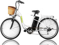 Electric Bike Adult Electric Biycle Assisted Bicycle for Female Men with Removable 250W36V LarCapacity Lithium Battery and Charger (26 Inches ebike) (Lady White)