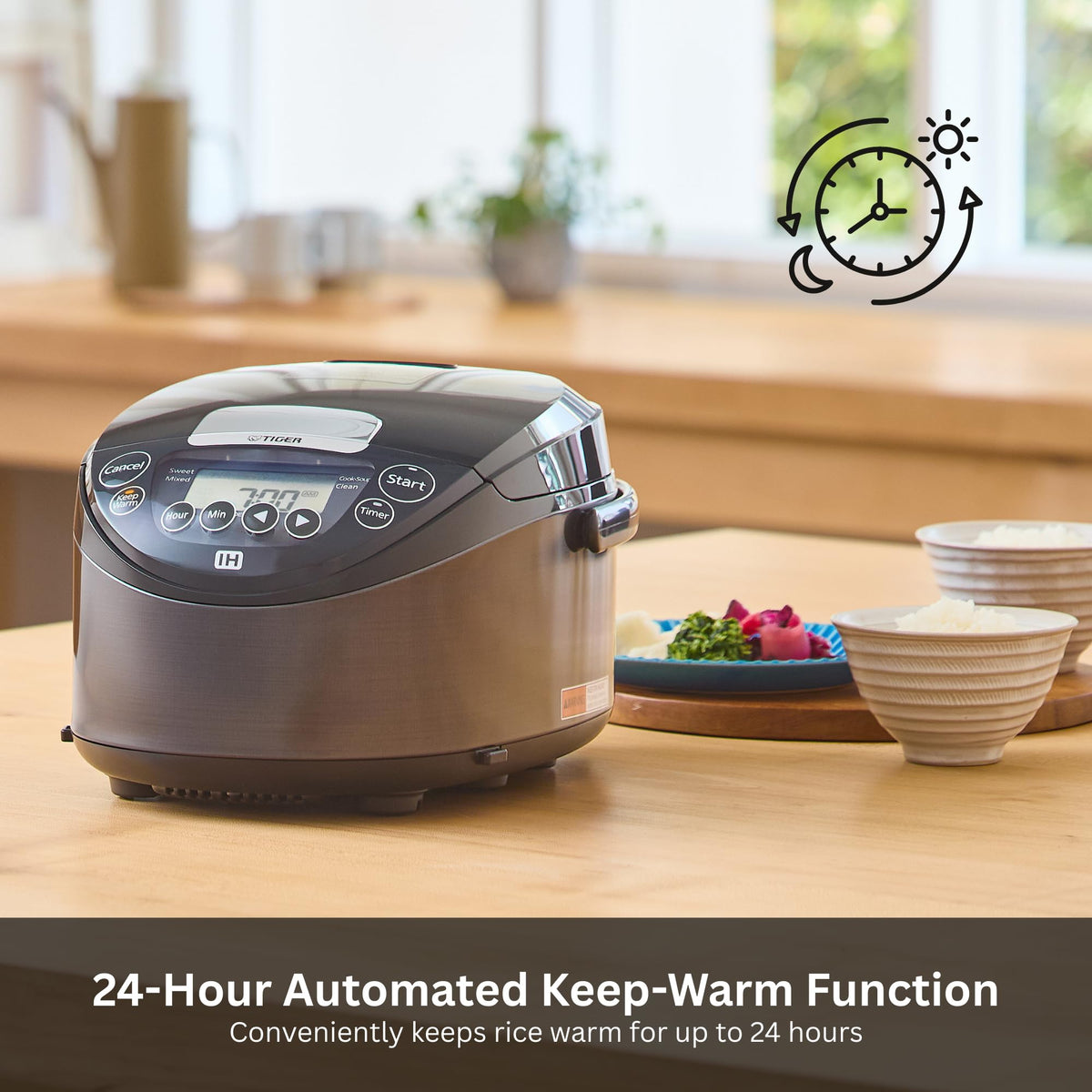Jpw H10u 5.5 Cup Induction Rice Cooker, 14 Presets, LCD (Black) | 5.5-Cup Ih Rice Cooker, 14 Presets Incl. Express Small-Cup, Far-Infrared Ceramic Inner Pot, Removable Inner Lid, Mauve Black