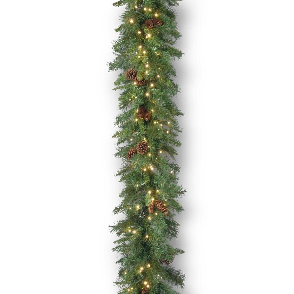 9 ft. Garwood Spruce Artificial Christmas Garland with Warm White LED Lights