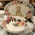 NIB  S/2 ~FLORAL BUNNY~ Footed SERVING BOWL &amp; Serve PLATTER ~EASTER~