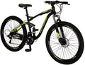 Eurobike E7 Adult Mountain Bike 18 inch Steel Frame 27.5 inch Muti Spoke Double Alloy Wheel Disc Brake 21 Speed Gears Full Suspension MTB Bicycle