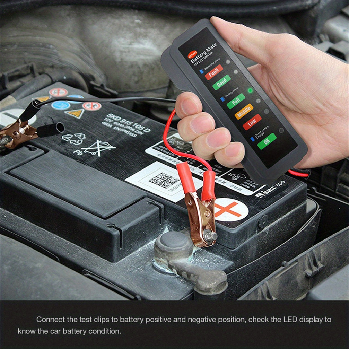 Mini 12V Car Battery Tester Digital Alternator Tester 6LED Lights Detect Display Car Tool Auto Battery Tester For Car Motorcycle