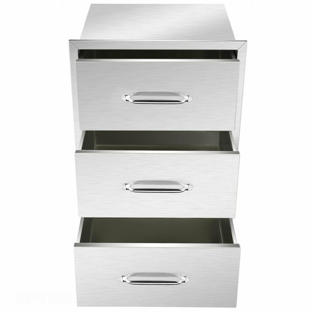 Outdoor Kitchen Drawers 17x23x24.5 Inch BBQ Island  Steel Triple/3,New