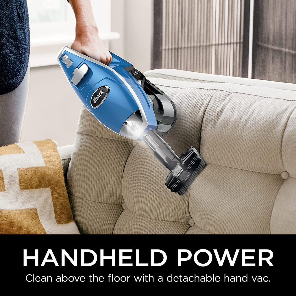 Shark HV343AMZ Rocket Corded Stick Vacuum with Self-Cleaning Brushroll, Lightweight &amp; Maneuverable, Perfect for Pet Hair Pickup, Converts to a Hand Vacuum, with Crevice &amp; Upholstery Tools, Blue/Silver
