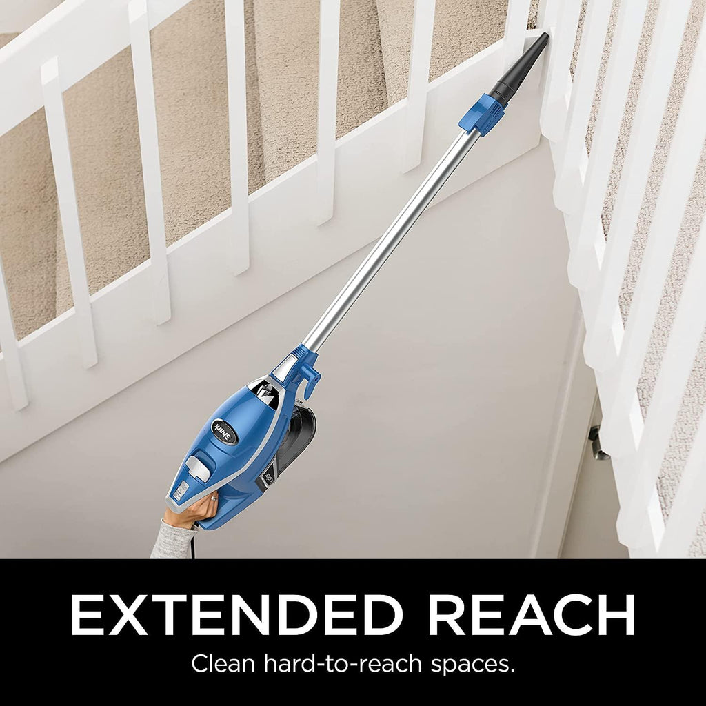 Shark HV343AMZ Rocket Corded Stick Vacuum with Self-Cleaning Brushroll, Lightweight &amp; Maneuverable, Perfect for Pet Hair Pickup, Converts to a Hand Vacuum, with Crevice &amp; Upholstery Tools, Blue/Silver
