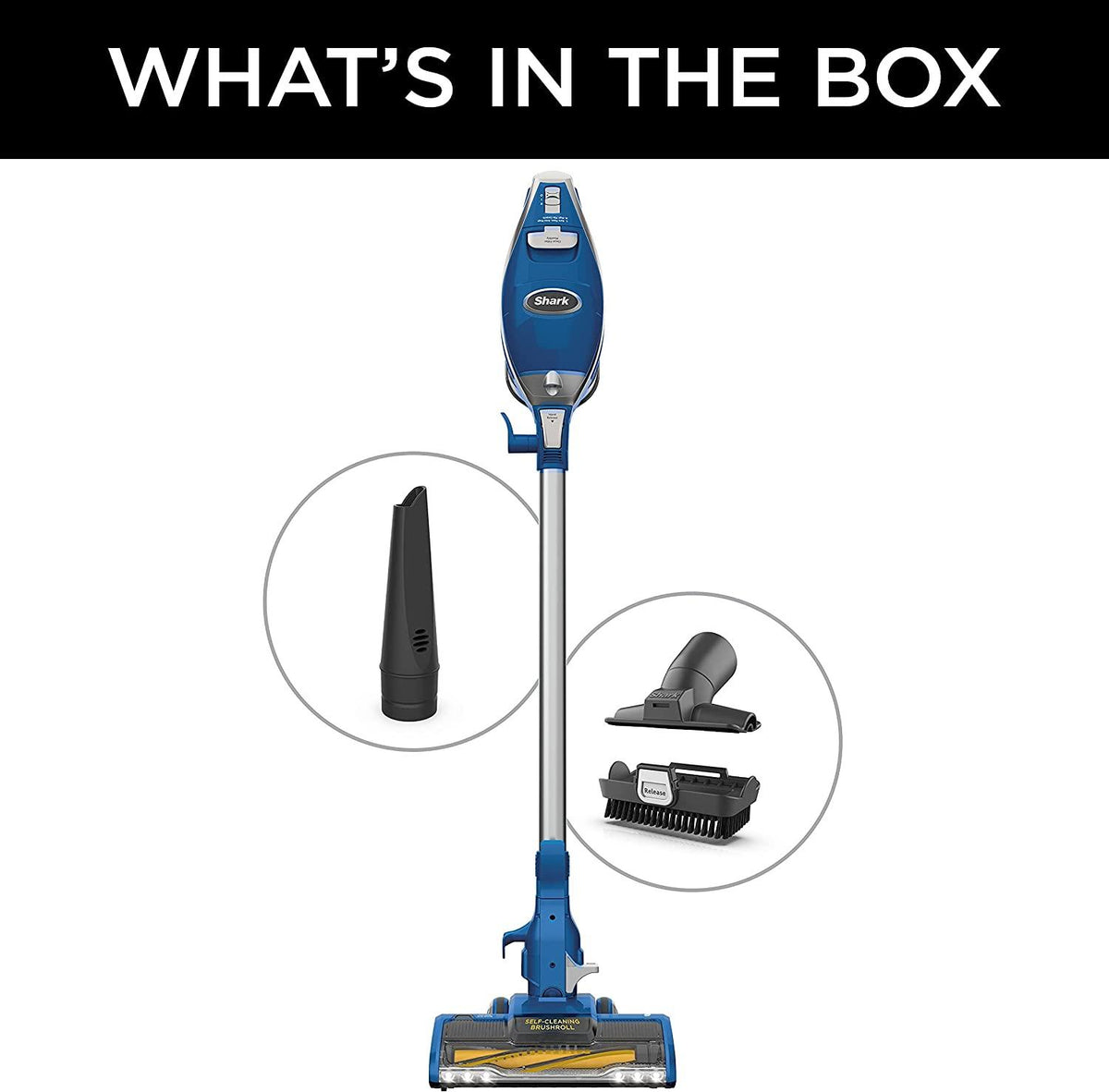 Shark HV343AMZ Rocket Corded Stick Vacuum with Self-Cleaning Brushroll, Lightweight &amp; Maneuverable, Perfect for Pet Hair Pickup, Converts to a Hand Vacuum, with Crevice &amp; Upholstery Tools, Blue/Silver